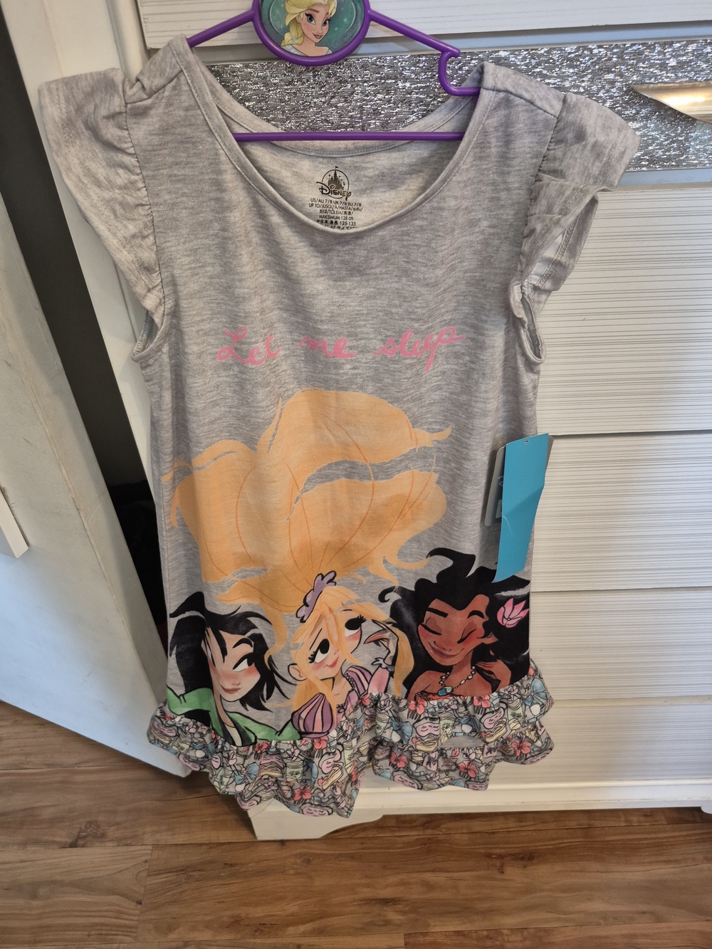 Disney Princess Graphic Ruffle Hem Dress - Gray & Pastel